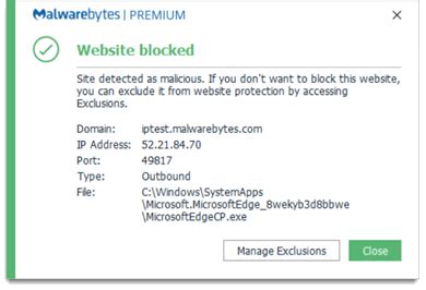 Received a Website Blocked notification from Malwarebytes for .